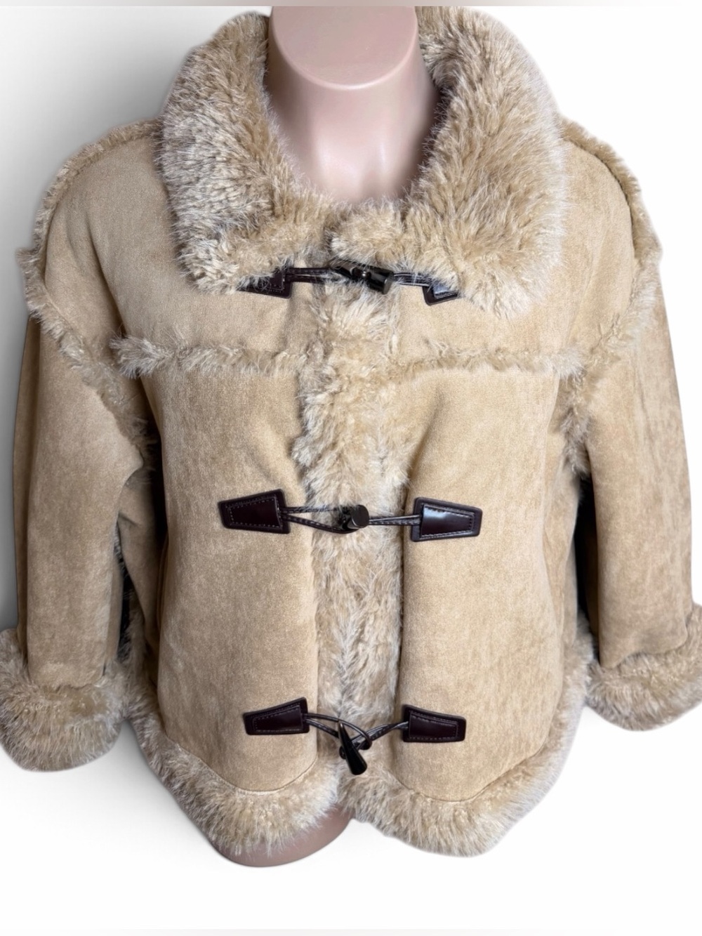 Altar’d State Bristol Faux Suede Fur Toggle Jacket Chestnut 3XL NWT